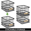 image:imagemDesign Metal Wire Rustic Farmhouse Large Food Organizer Stackable Storage Bin Basket with Bamboo Wood Handle for Kitchen Pantry Shelf Cabinet or Cupboard  2 Pack  BlackNatural