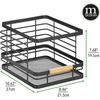image:imagemDesign Metal Wire Rustic Farmhouse Large Food Organizer Stackable Storage Bin Basket with Bamboo Wood Handle for Kitchen Pantry Shelf Cabinet or Cupboard  2 Pack  BlackNatural