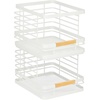 image:imagemDesign Metal Wire Rustic Farmhouse Large Food Organizer Stackable Storage Bin Basket with Wood Handle for Kitchen Pantry Shelf Cabinet or Cupboard  2 Pack  WhiteNatural