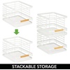 image:imagemDesign Metal Wire Rustic Farmhouse Large Food Organizer Stackable Storage Bin Basket with Wood Handle for Kitchen Pantry Shelf Cabinet or Cupboard  2 Pack  WhiteNatural