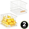 image:imagemDesign Metal Wire Rustic Farmhouse Large Food Organizer Stackable Storage Bin Basket with Wood Handle for Kitchen Pantry Shelf Cabinet or Cupboard  2 Pack  WhiteNatural