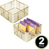 image:imagemDesign Metal Wire Rustic Farmhouse Large Food Organizer Storage Bin Basket with Bamboo Wood Handle for Kitchen Pantry Shelf Cabinet or Cupboard  2 Pack  Soft BrassNatural