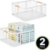 image:imagemDesign Metal Wire Rustic Farmhouse Large Food Organizer Storage Bin Basket with Bamboo Wood Handle for Kitchen Pantry Shelf Cabinet or Cupboard  2 Pack  WhiteNatural