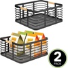 image:imagemDesign Metal Wire Rustic Farmhouse Large Food Organizer Storage Bin Basket with Bamboo Wood Handle for Kitchen Pantry Shelf Cabinet or Cupboard  2 Pack  BlackNatural