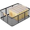 image:imagemDesign Metal Wire Rustic Farmhouse Large Food Organizer Storage Bin Basket with Bamboo Wood Handles for Kitchen Pantry Shelf Cabinet or Cupboard  2 Pack  BlackNatural