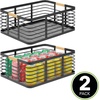 image:imagemDesign Metal Wire Rustic Farmhouse Large Food Organizer Storage Bin Basket with Bamboo Wood Handles for Kitchen Pantry Shelf Cabinet or Cupboard  2 Pack  BlackNatural
