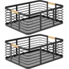 image:imagemDesign Metal Wire Rustic Farmhouse Large Food Organizer Storage Bin Basket with Bamboo Wood Handles for Kitchen Pantry Shelf Cabinet or Cupboard  2 Pack  BlackNatural