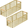 image:imagemDesign Metal Wire Rustic Farmhouse Small Food Organizer Storage Bin Basket with Bamboo Wood Handle for Kitchen Pantry Shelf Cabinet or Cupboard  2 Pack  Soft BrassNatural