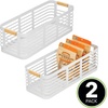 image:imagemDesign Metal Wire Rustic Small Farmhouse Food Organizer Storage Bin Basket with Bamboo Wood Handles for Kitchen Pantry Shelf Countertop Holds Fruit Snacks  2 Pack  WhiteNatural