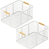 image:imagemDesign Modern Rustic Farmhouse Home Decor Large Metal Wire Food Organizer Storage Bin Basket with Wood Handle for Kitchen Pantry Shelf Cabinet or Cupboard  2 Pack  Matte WhiteNatural