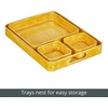 image:imagemDesign Nesting Hammered Stainless Steel Tray Set with Handles  Decorative Serving Trays for Entertaining  Holds Food Tea or Coffee  Metal Serving Platter for Breakfast Table  Set of 4  Yellow