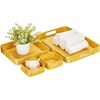 image:imagemDesign Nesting Hammered Stainless Steel Tray Set with Handles  Decorative Serving Trays for Entertaining  Holds Food Tea or Coffee  Metal Serving Platter for Breakfast Table  Set of 4  Yellow
