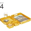 image:imagemDesign Nesting Hammered Stainless Steel Tray Set with Handles  Decorative Serving Trays for Entertaining  Holds Food Tea or Coffee  Metal Serving Platter for Breakfast Table  Set of 4  Yellow