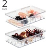 image:imagemDesign Plastic Divided Stackable Hair Makeup amp Jewelry Organizer Box with Hinge Lid for Bathroom Vanity Countertop  5 Sections  Stores Hair Clips Barrettes  Ligne Collection  2 Pack  Clear725 x 1075 x 236 Pack of 2