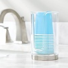 image:imagemDesign Plastic Small Compact Disposable Paper Cup Dispenser Mouthwash Rinsing Cups Storage Holder for Bathroom Vanity Countertops Makeup Table Powder Room Lumiere Collection ClearBrushed ChromeClearBrushed