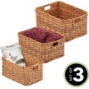 image:imagemDesign Rectangular Woven Braided Rope Home Storage Baskets with Handles  for Organizing Closet Bedroom Bathroom Living Room Entryway Office  Nested Bins in Different Sizes  Set of 3  Camel