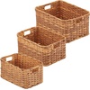 image:imagemDesign Rectangular Woven Braided Rope Home Storage Baskets with Handles  for Organizing Closet Bedroom Bathroom Living Room Entryway Office  Nested Bins in Different Sizes  Set of 3  Camel