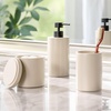 image:imagemDesign Resin 3Piece Bathroom Vanity Countertop Accessories  Soap Dispenser Tumbler Rinsing Cup and Canister Holder Sets  Complete Modern Counter Aesthetic  Set of 3  BlackTaupe