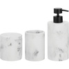 image:imagemDesign Resin 3Piece Bathroom Vanity Countertop Accessories  Soap Dispenser Tumbler Rinsing Cup and Canister Holder Sets  Complete Modern Counter Aesthetic  Set of 3  BlackMarble