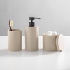 image:imagemDesign Resin 3Piece Bathroom Vanity Countertop Accessories  Soap Dispenser Tumbler Rinsing Cup and Canister Holder Sets  Complete Modern Counter Aesthetic  Set of 3  BlackTaupe