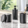 image:imagemDesign Resin 3Piece Bathroom Vanity Countertop Accessories  Soap Dispenser Tumbler Rinsing Cup and Canister Holder Sets  Complete Modern Counter Aesthetic  Set of 3  BlackBlack