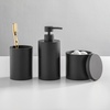 image:imagemDesign Resin 3Piece Bathroom Vanity Countertop Accessories  Soap Dispenser Tumbler Rinsing Cup and Canister Holder Sets  Complete Modern Counter Aesthetic  Set of 3  BlackBlack