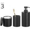 image:imagemDesign Resin 3Piece Bathroom Vanity Countertop Accessories  Soap Dispenser Tumbler Rinsing Cup and Canister Holder Sets  Complete Modern Counter Aesthetic  Set of 3  BlackBlack
