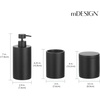 image:imagemDesign Resin 3Piece Bathroom Vanity Countertop Accessories  Soap Dispenser Tumbler Rinsing Cup and Canister Holder Sets  Complete Modern Counter Aesthetic  Set of 3  BlackBlack