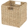 image:imagemDesign Seagrass Woven Cube Basket Organizer with Handles  Storage for Bedroom Office Living Room Bathroom Perfect for Cubby Storage Units  Hold Blankets Magazines Books  4 Pack  NaturalTanNatural