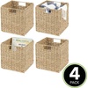 image:imagemDesign Seagrass Woven Cube Basket Organizer with Handles  Storage for Bedroom Office Living Room Bathroom Perfect for Cubby Storage Units  Hold Blankets Magazines Books  4 Pack  NaturalTanNatural