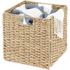 image:imagemDesign Seagrass Woven Cube Basket Organizer with Handles  Storage for Bedroom Office Living Room Bathroom Perfect for Cubby Storage Units  Hold Blankets Magazines Books  4 Pack  NaturalTanNatural
