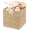 image:imagemDesign Seagrass Woven Cube Basket Organizer with Handles  Storage for Bedroom Office Living Room Bathroom Perfect for Cubby Storage Units  Hold Blankets Magazines Books  4 Pack  NaturalTanNatural