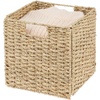 image:imagemDesign Seagrass Woven Cube Basket Organizer with Handles  Storage for Bedroom Office Living Room Bathroom Perfect for Cubby Storage Units  Hold Blankets Magazines Books  4 Pack  NaturalTanNatural