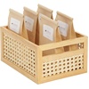 image:imagemDesign Small Wooden Rectangular Bin Natural Cane Organizer Storage Bin Box with BuiltIn Handles for Kitchen Storage Pantry or Cabinet Organizer Multipurpose Organizing Bin 3 Pack Natural