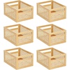 image:imagemDesign Small Wooden Rectangular Organizer Natural Cane Storage Bin Box with BuiltIn Handles for Kitchen Pantry or Cabinet Multipurpose Organizing Bin 6 Pack Natural