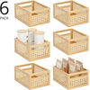 image:imagemDesign Small Wooden Rectangular Organizer Natural Cane Storage Bin Box with BuiltIn Handles for Kitchen Pantry or Cabinet Multipurpose Organizing Bin 6 Pack Natural