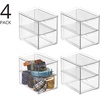image:imagemDesign Stackable Storage Containers Box with 2 PullOut Drawers  Stacking Plastic Drawer Bins for Closet Organization Linen Coat Bedroom or Entryway Closets  Lumiere Collection  4 Pack Clear8 x 6 x 75 Pack of 4