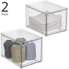 image:imagemDesign Stackable Storage Containers Box with 2 PullOut Drawers  Stacking Plastic Drawer Bins for Closet Organization Linen Coat Bedroom or Entryway Closets  Lumiere Collection  4 Pack Clear8 x 6 x 6 Pack of 2