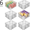 image:imagemDesign Steel Metal Wire Kitchen Food Storage Organizer Bin Basket for Pantry Organization  Wired Farmhouse Basket with Handle for Shelves  Carson Collection  6 Pack Chrome