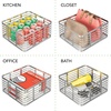 image:imagemDesign Steel Metal Wire Kitchen Food Storage Organizer Bin Basket for Pantry Organization  Wired Farmhouse Basket with Handle for Shelves  Carson Collection  6 Pack Chrome