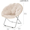 image:imagemDesign Urban Papasan Folding Moon Chair  Large Saucer UFO Chair with Collapsible Metal Frame  Fuzzy Foldable Dish Seat for Home Office Living Room Dorm Room and Bedroom  BeigeSilverBeigeSilver