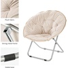 image:imagemDesign Urban Papasan Folding Moon Chair  Large Saucer UFO Chair with Collapsible Metal Frame  Fuzzy Foldable Dish Seat for Home Office Living Room Dorm Room and Bedroom  BeigeSilverBeigeSilver