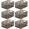image:imagemDesign Water Hyacinth Open Weave Household Basket with Builtin Chalkboard Label for Storage in Bedroom Office  Hold Clothes Blankets Linens Accessories  6 Pack  Black Wash