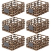 image:imagemDesign Water Hyacinth Open Weave Household Basket with Builtin Chalkboard Label for Storage in Bedroom Office  Hold Clothes Blankets Linens Accessories  6 Pack  Brown Wash