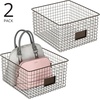 image:imagemDesign Wide Metal Farmhouse Storage Organizer Bin Baskets with Label Slot for Closet Cabinet Cupboard  Wire Organizing Basket Holds Clothing Linens Shoes Omaha Collection 2 Pack Bronze