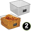 image:imagemDesign Wide Metal Farmhouse Storage Organizer Bin Baskets with Label Slot for Closet Cabinet Cupboard  Wire Organizing Basket Holds Clothing Linens Shoes Omaha Collection 2 Pack Matte Black