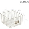 image:imagemDesign Wide Metal Farmhouse Storage Organizer Bin Baskets with Label Slot for Closet Cabinet Cupboard  Wire Organizing Basket Holds Clothing Linens Shoes Omaha Collection 4 Pack Satin