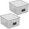 image:imagemDesign Wide Metal Farmhouse Storage Organizer Bin Baskets with Label Slot for Closet Cabinet Cupboard  Wire Organizing Basket Holds Clothing Linens Shoes Omaha Collection 2 Pack Matte Black