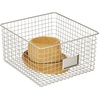 image:imagemDesign Wide Metal Farmhouse Storage Organizer Bin Baskets with Label Slot for Closet Cabinet Cupboard  Wire Organizing Basket Holds Clothing Linens Shoes Omaha Collection 4 Pack Satin