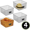 image:imagemDesign Wide Metal Farmhouse Storage Organizer Bin Baskets with Label Slot for Closet Cabinet Cupboard  Wire Organizing Basket Holds Clothing Linens Shoes Omaha Collection 4 Pack Matte Black